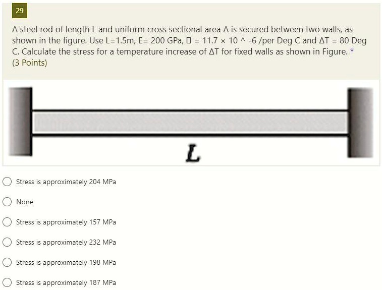 SOLVED A Steel Rod Of Length L And Uniform Cross Sectional Area A Is