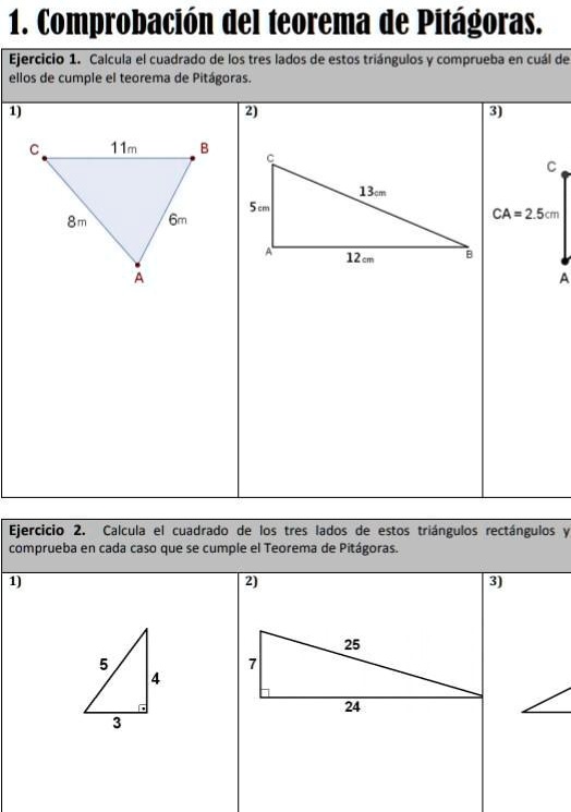 SOLVED Por favor 1 Comprobación del teorema de Pitágoras