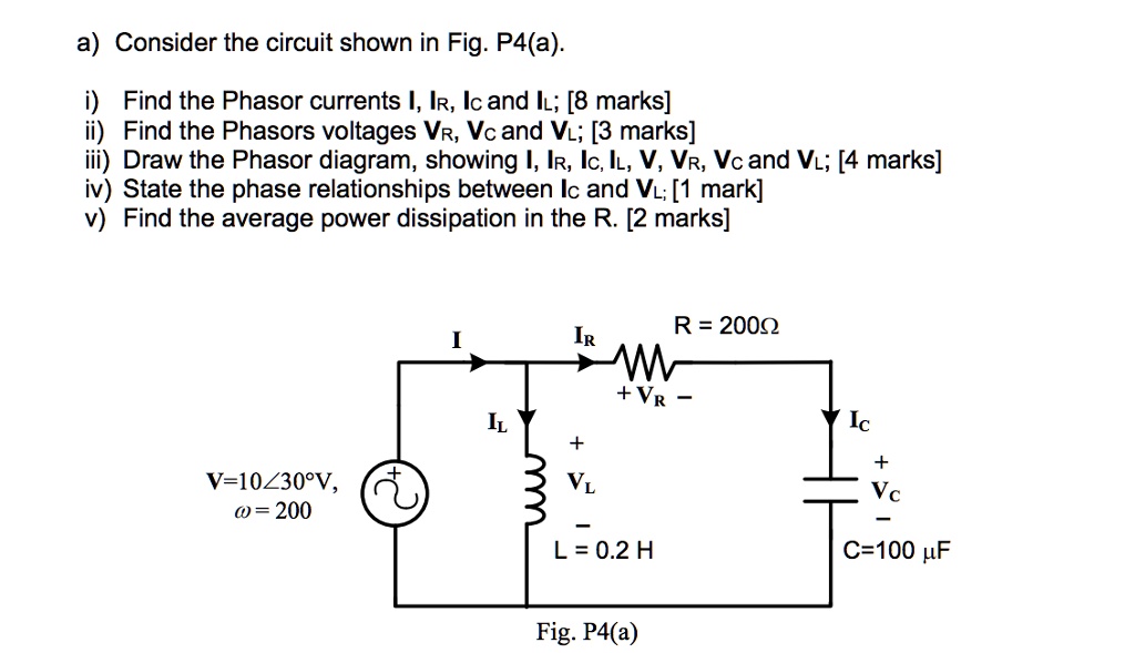 Solved Consider The Circuit Shown In Fig P A I Find The Phasor