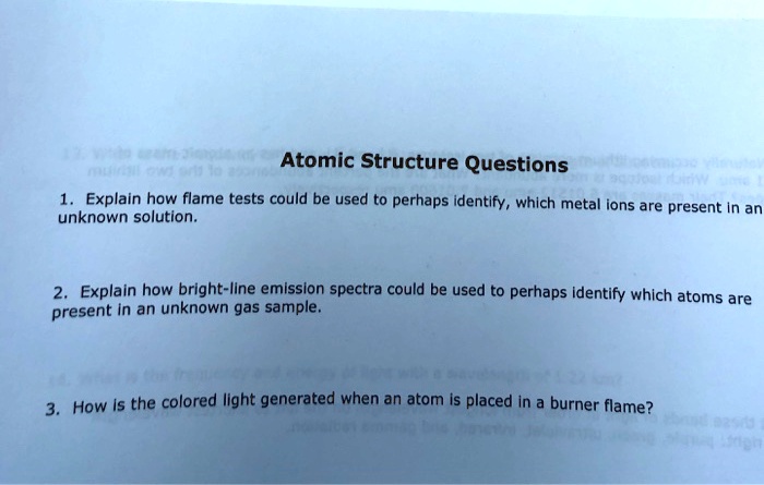 Solved Atomic Structure Questions Explain How Flame Tests Could Be