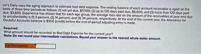 Solved Lin S Dairy Uses The Aging Approach To Estimate Bad Debt