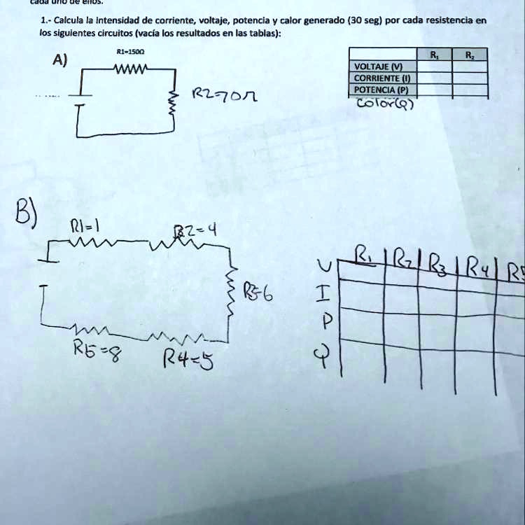 SOLVED Calcula La Intensidad De Corriente Voltaje Potencia Y