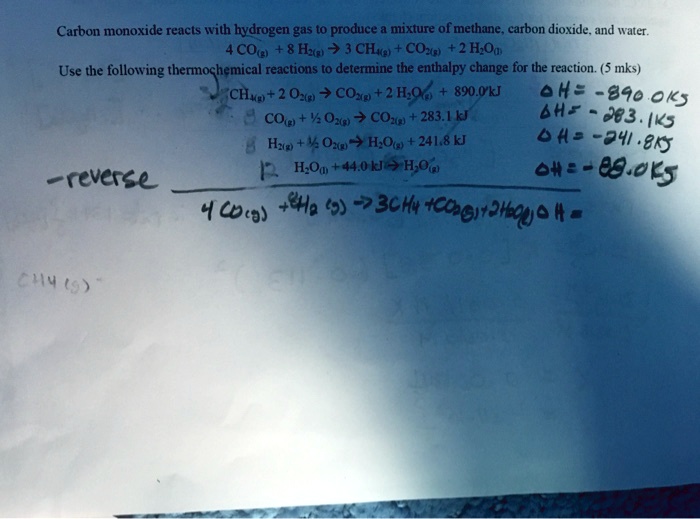 SOLVED Carbon Monoxide Reacts With Hydrogen Gas T0 Produce Mixture Of