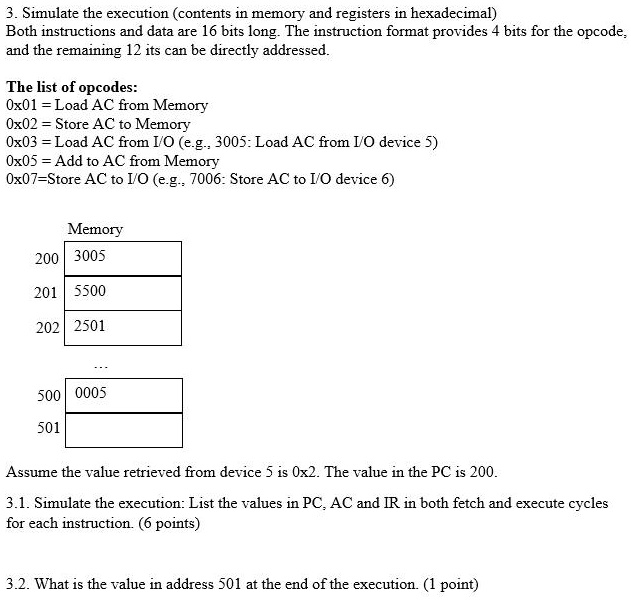 Solved Simulate The Execution Contents In Memory And Registers In