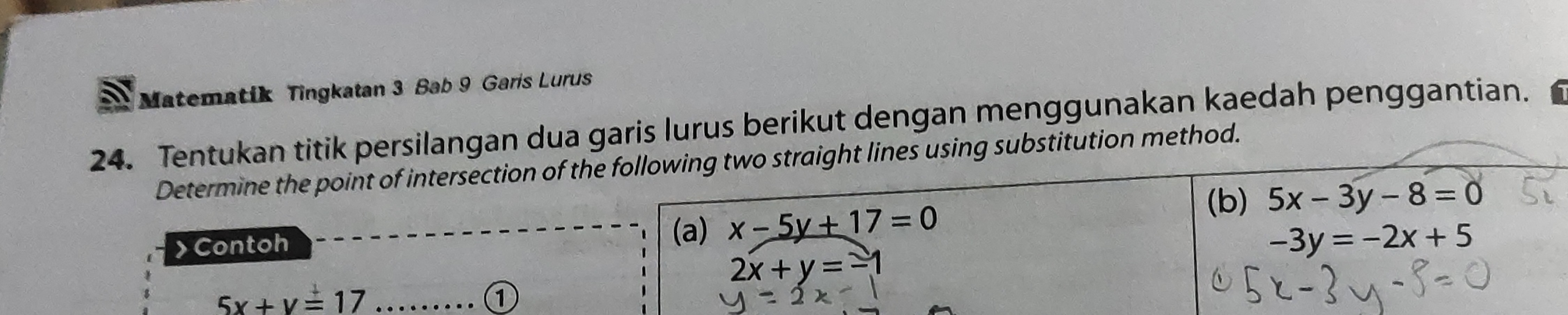 SOLVED Matematik Tingkatan 3 Bab 9 Garis Lurus 24 Tentukan Titik