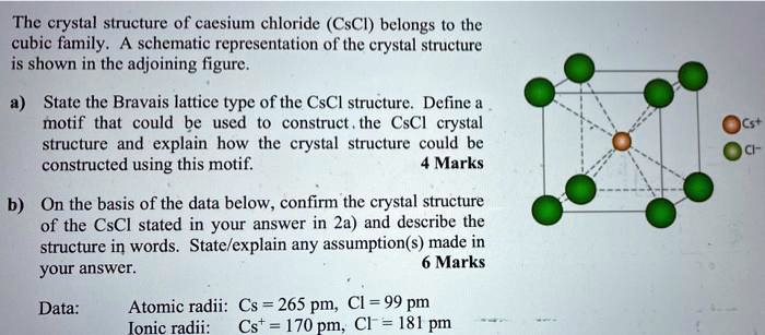 SOLVED The Crystal Structure Of Caesium Chloride CsCl Belongs To The