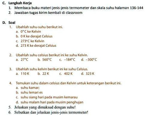 Solved Ubah Suhu Suhu Berikut Ini Langkah Kerja Membaca Buku Materi