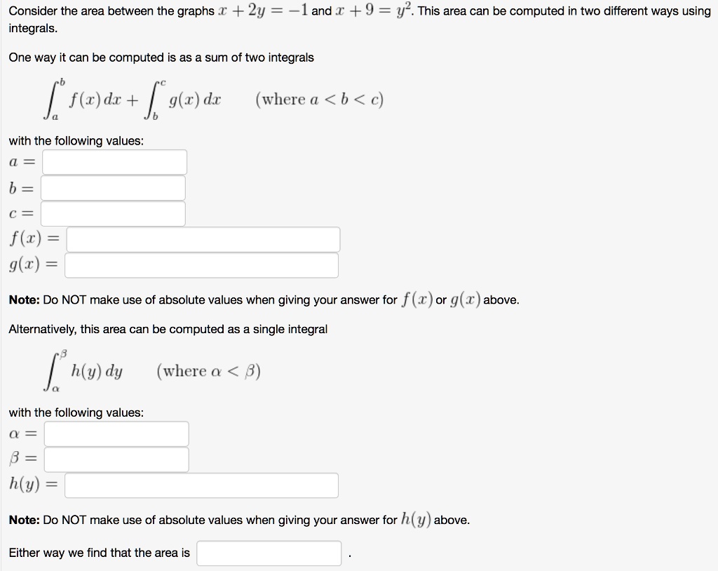 SOLVED Consider The Area Between The Graphs T 2y And X 9 Y