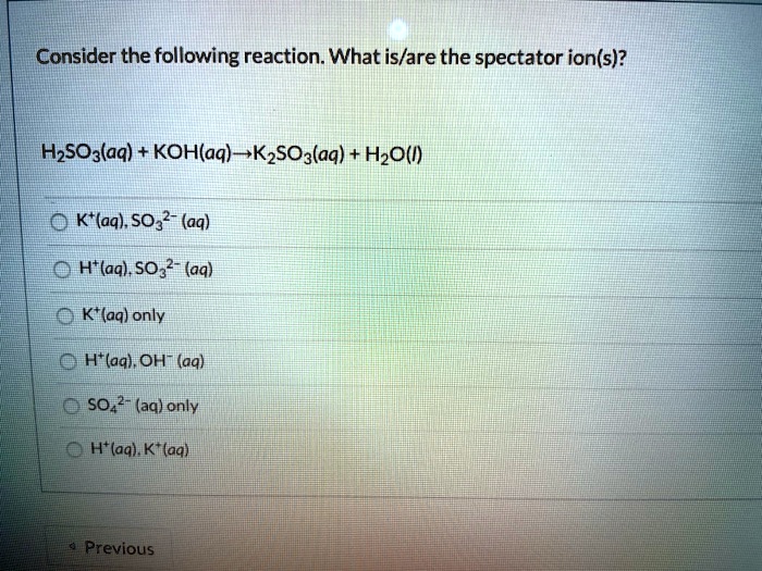 Consider The Following Reaction What Is Are The Spec Solvedlib