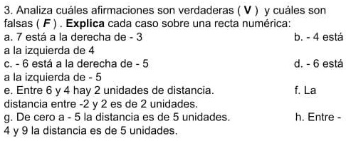 Solved Recta Num Rica Verdadero O Falso Analiza Cuales Afirmaciones