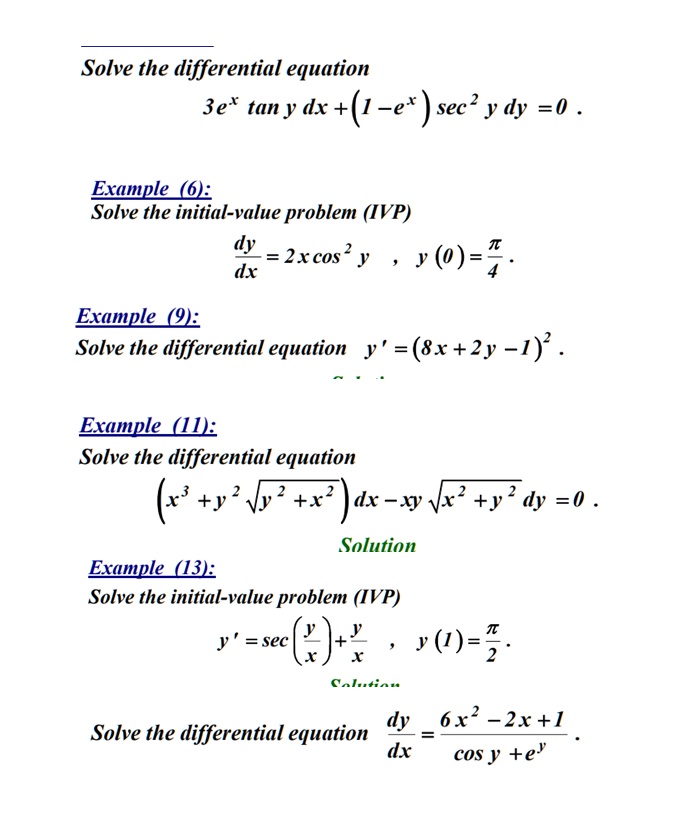 Solved Solve The Differential Equation E Tan Y Dx E Sec Y