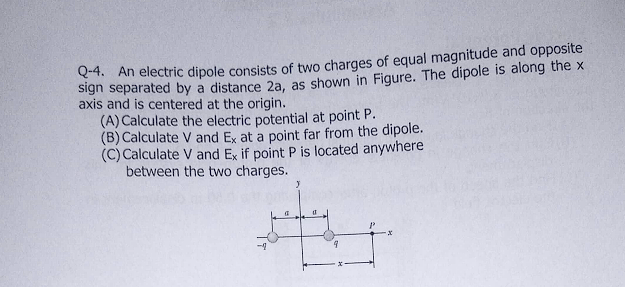 Q An Electric Dipole Consists Of Two Charges Of Equal Magnitude And