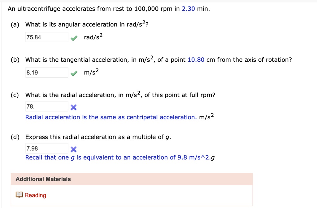 Solved An Ultracentrifuge Accelerates From Rest To Rpm In