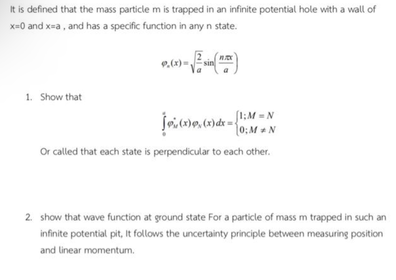 SOLVED It Is Defined That The Mass Particle M Is Trapped In An