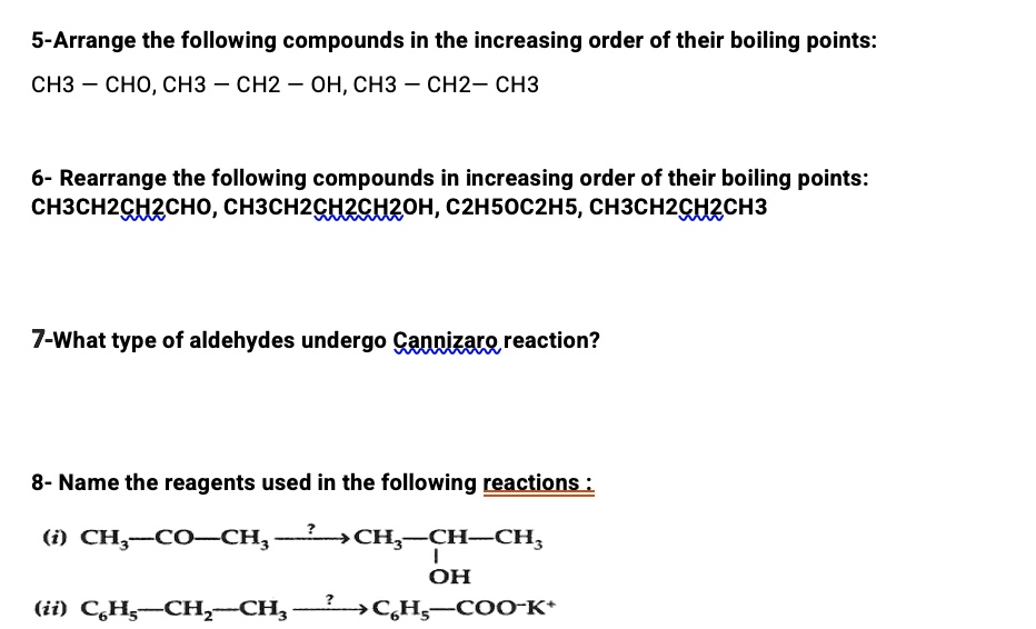 Solved Arrange The Following Compounds In Increasing Order Of Their