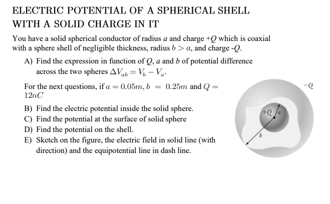 Solved Electric Potential Of A Spherical Shell With A Solid Charge In