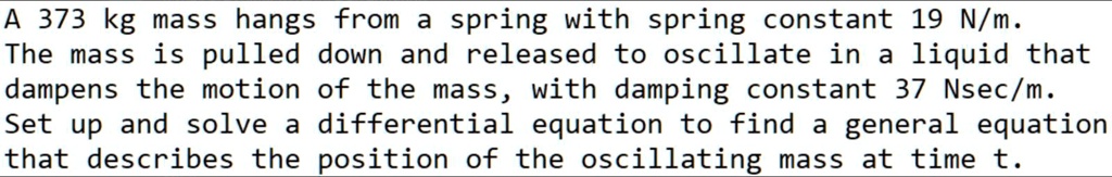 Solved A Kg Mass Hangs From Spring With Spring Constant N M The