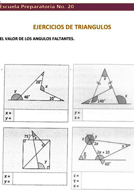 SOLVED Porfavor Ayúdenme con estos ángulos Escuela Preparatoria No 20