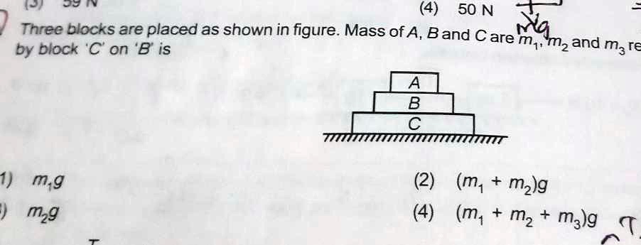 Solved Three Blocks Are Placed As Shown In Figure Mass Of A B And C