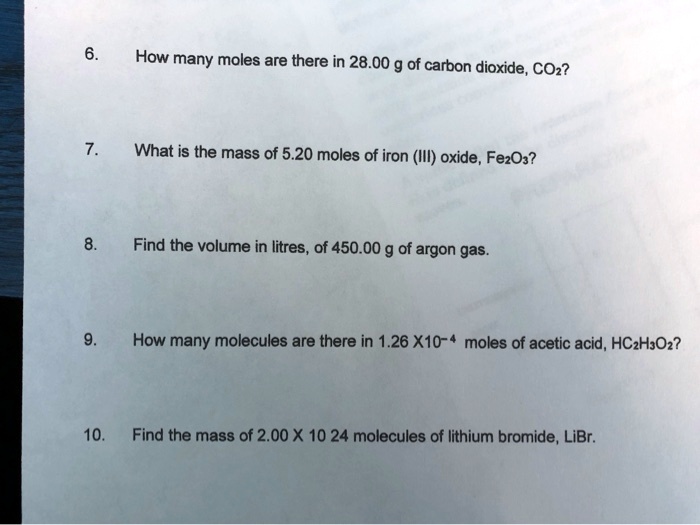 Solved How Many Moles Are There In G Of Carbon Dioxide Coz