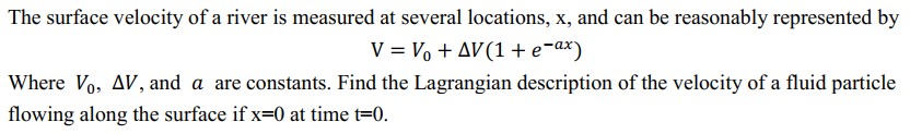 The Surface Velocity Of A River Is Measured At Several Locations X And