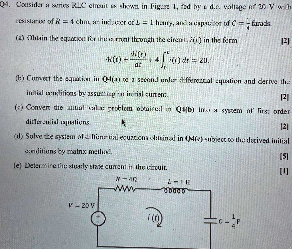 SOLVED Q4 Consider A Series RLC Circuit As Shown In Figure 1 Fed By A