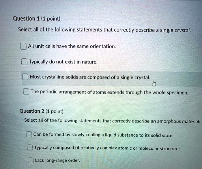 Solved Question Point Select All Of The Following Statements