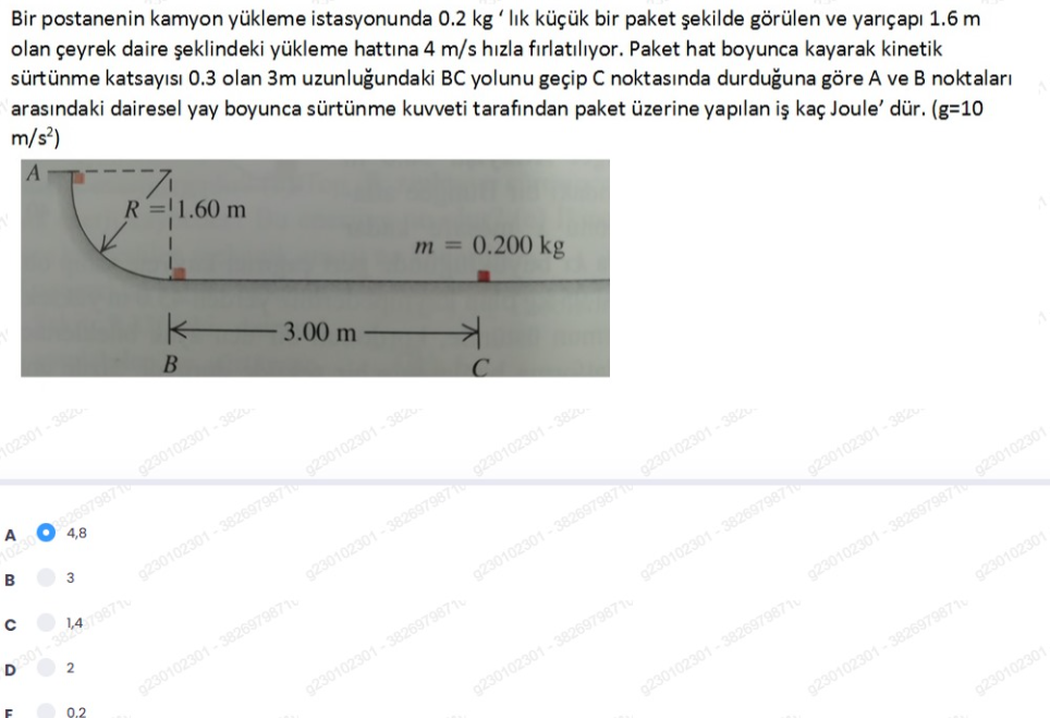 Bir postanenin kamyon yükleme istasyonunda 0 2 kg l k küçük bir paket