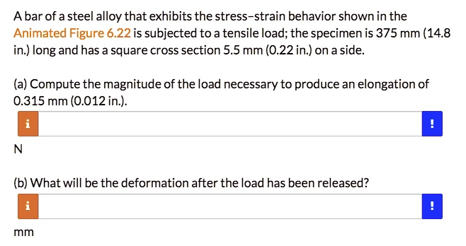 SOLVED A Bar Of A Steel Alloy That Exhibits The Stress Strain Behavior