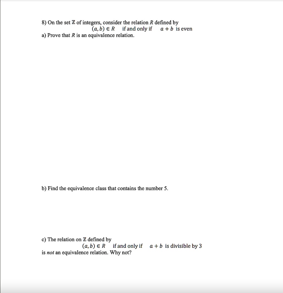 Solved On The Set Z Of Integers Consider The Relation R Defined By