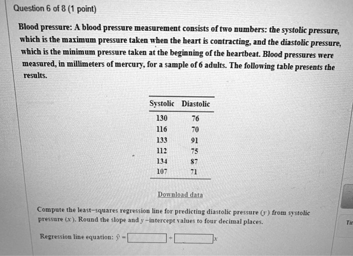 SOLVED Question 6 Of 8 1 Point Blood Pressure A Blood Pressure