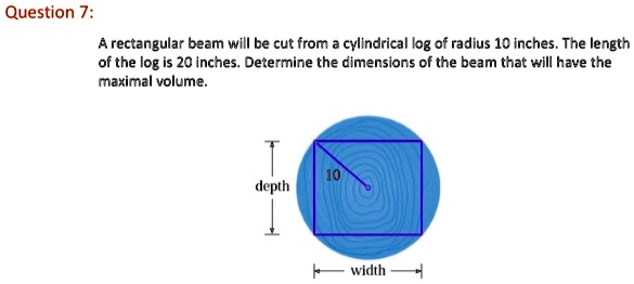 SOLVED Question 7 A Rectangular Beam Wlll Be Cut From Cylindrical Log