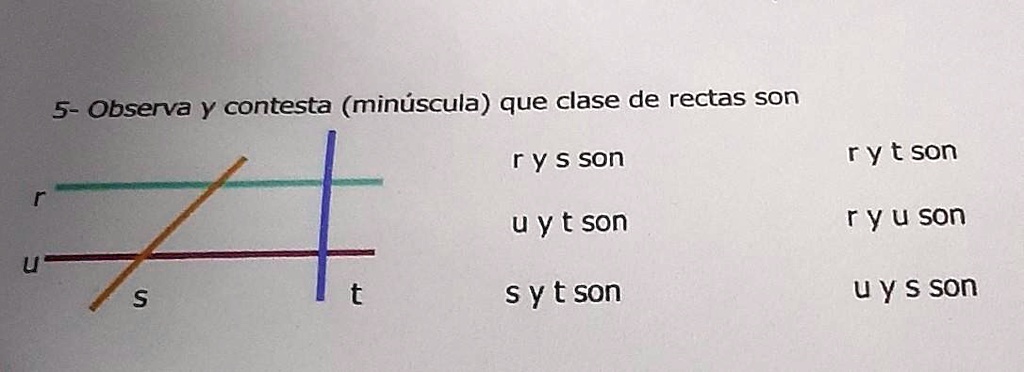 SOLVED 5 Observa y contesta minúscula que clase de rectas son r y s