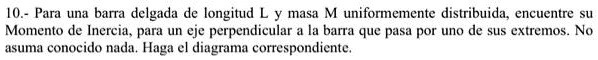 SOLVED 0 Para Una Barra Delgada De Longitud L Y Masa M