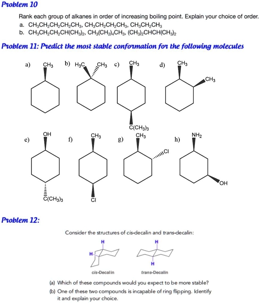 SOLVED Texts Problem 10 Rank Each Group Of Alkanes In Order Of