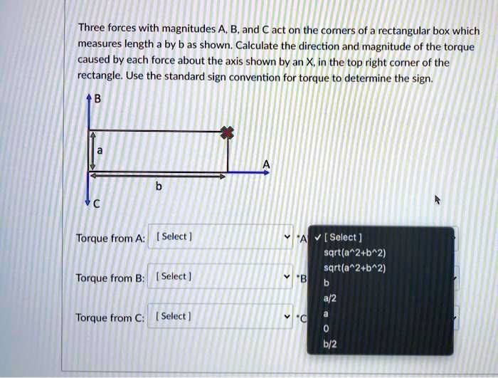 Solved Three Forces With Magnitudes A B And C Act On The Corners Of