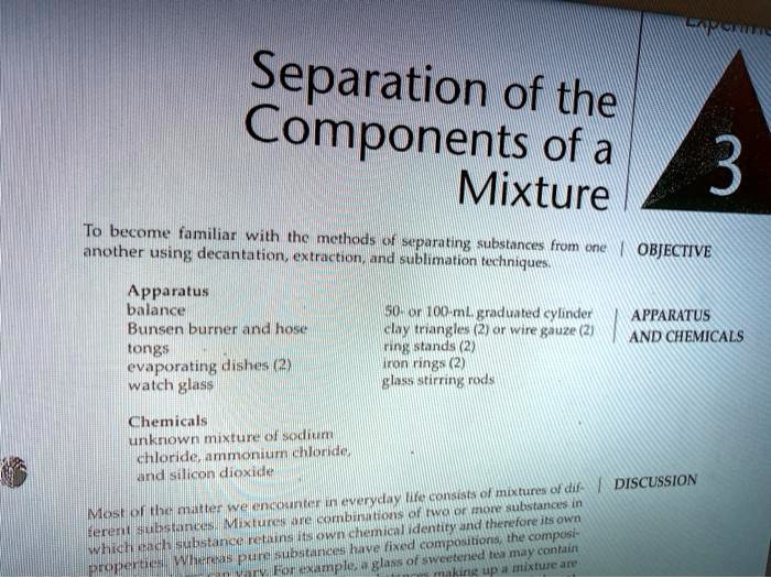 Solved Separation Of The Components Of A Mixture To Become Familiar