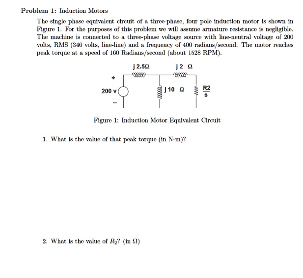 Solved Problem Induction Motors The Single Phase Equivalent Circuit