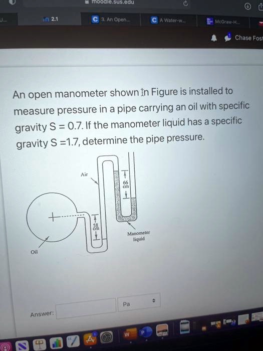 Solved C An Open Manometer Chase Fos An Open Manometer Shown In