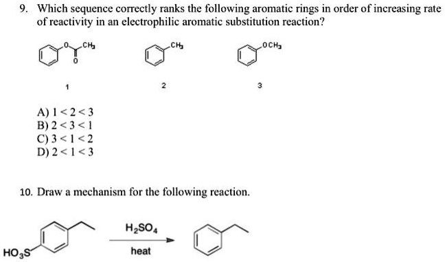 Which Sequence Correctly Ranks The Following Aromatic Rings In Order Of