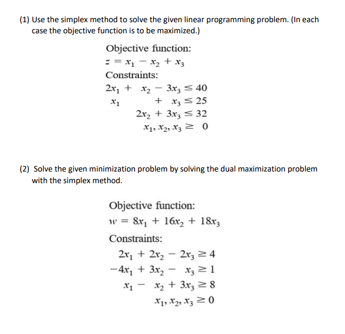 Solved Use The Simplex Method To Solve The Given Linear