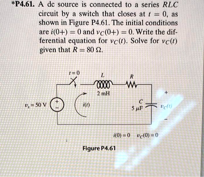 Solved P A Dc Source Is Connected To A Series Rlc Circuit By A