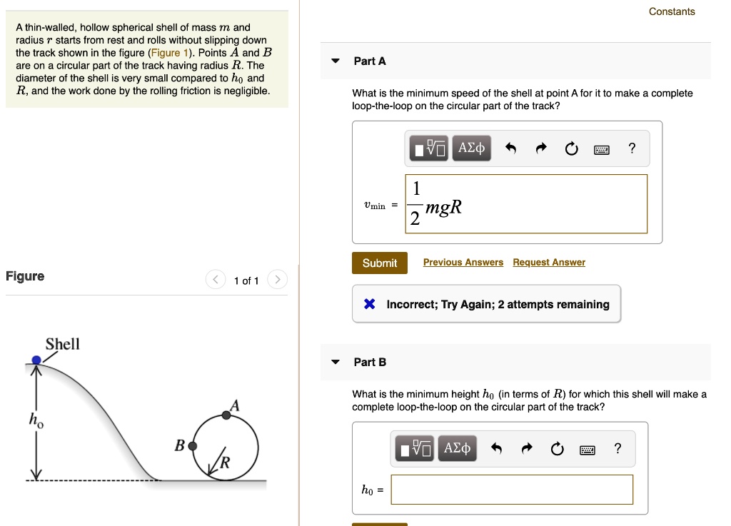 SOLVED A Thin Walled Hollow Spherical Shell Of Mass Tn And Radius