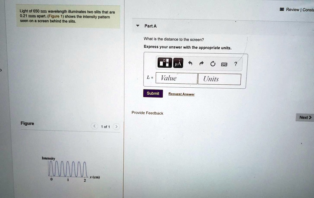 Solved Light Of Nm Wavelength Illuminates Two Slits That Are