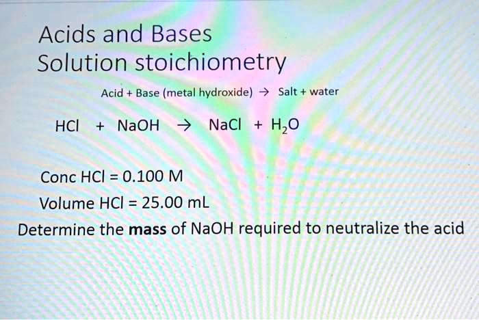 Solved Acids And Bases Solution Stoichiometry Acid Base Metal