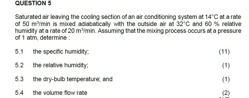 Question Saturated Air Leaving The Cooling Section Of An Air