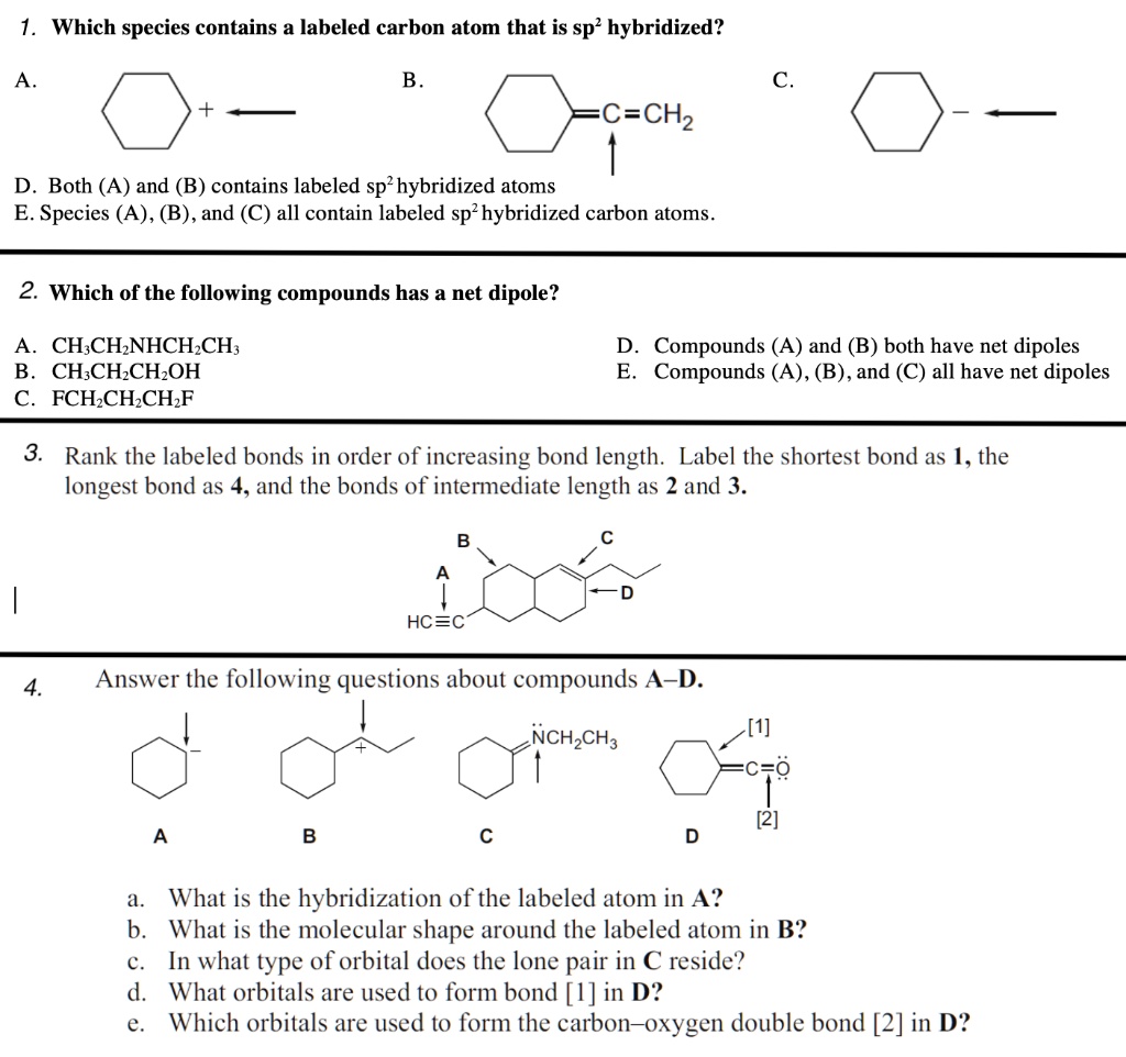 SOLVED Which Species Contains A Labeled Carbon Atom That Is Sp