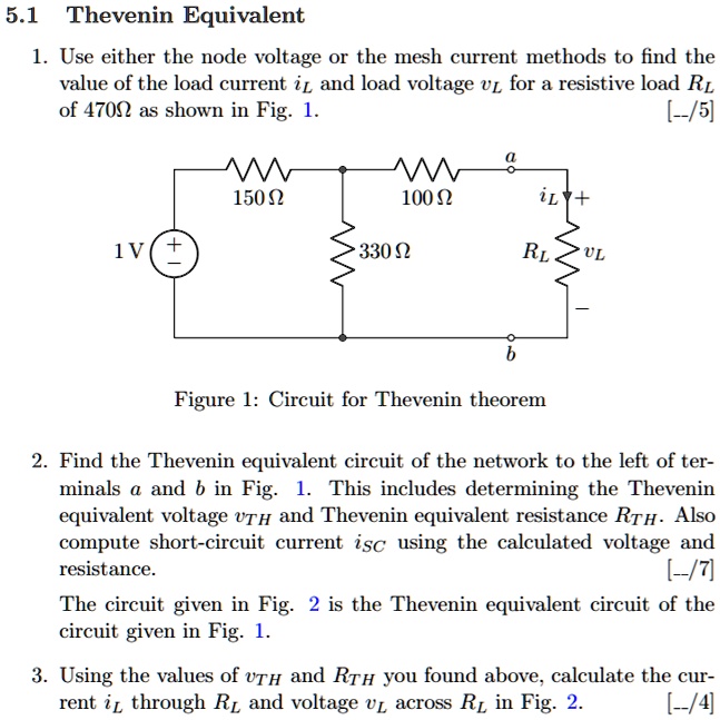 SOLVED Thevenin Equivalent 1 Use Either The Node Voltage Or The Mesh