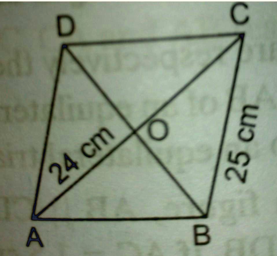 In The Given Figure ABCD Is A Rhombus In Which BC 25 Cm And AO 24