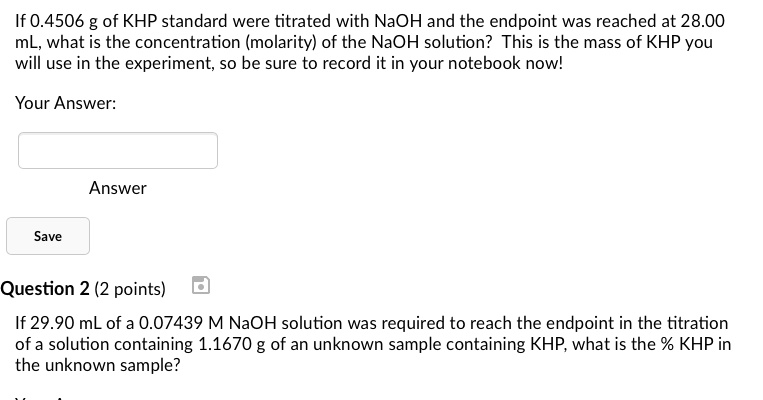 SOLVED If0 4506 G Of KHP Standard Were Titrated With NaOH And The